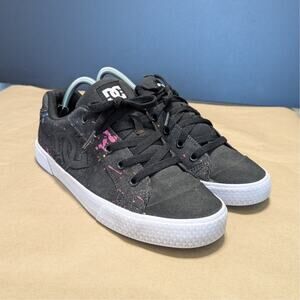 DC Shoes Chelsea Skateboard Sneakers Black Splatter Paint Skater Lace Up Shoes